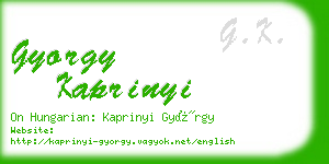 gyorgy kaprinyi business card